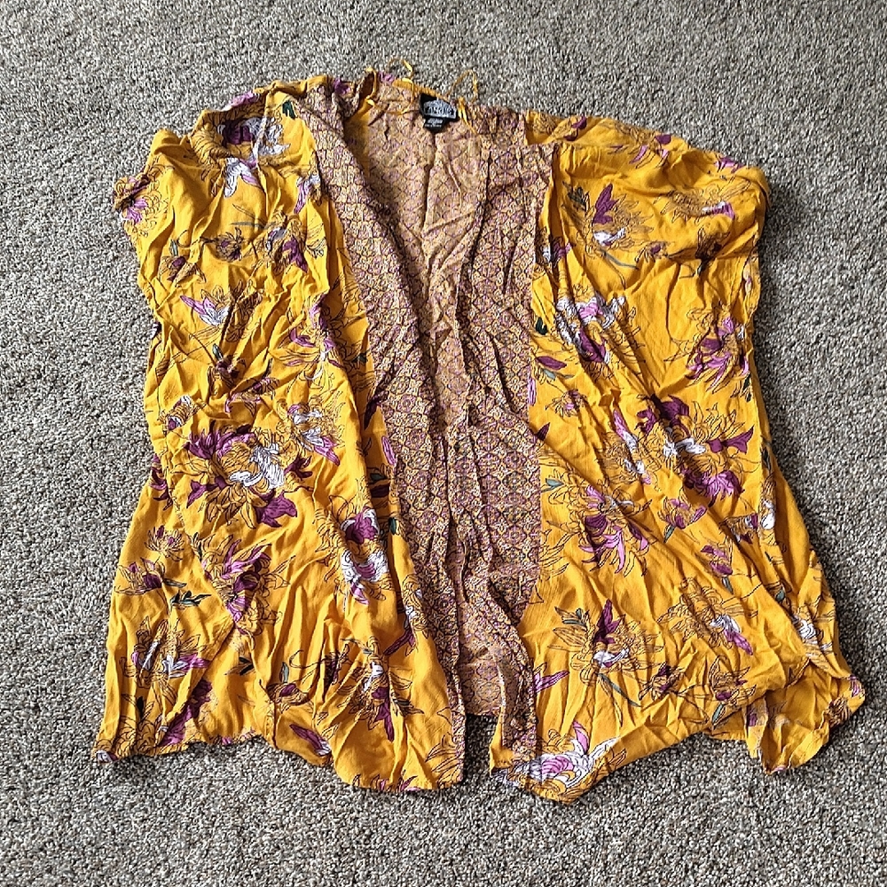 Floral Yellow Kimono Cardigan